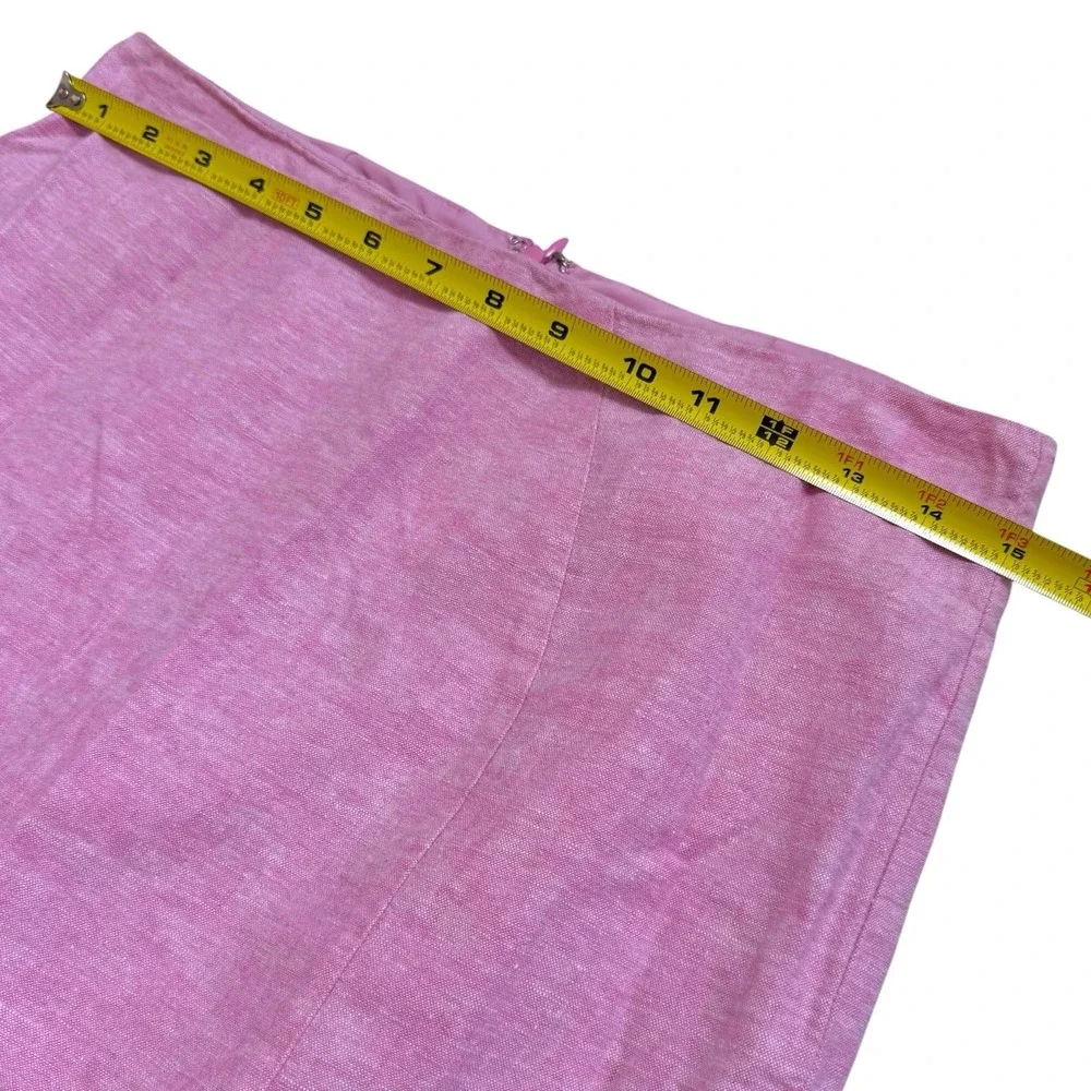 Y2K 7th Avenue Linen Blend Pink Hi Low Ruffle Trim Skirt Summer Event Feminine 4